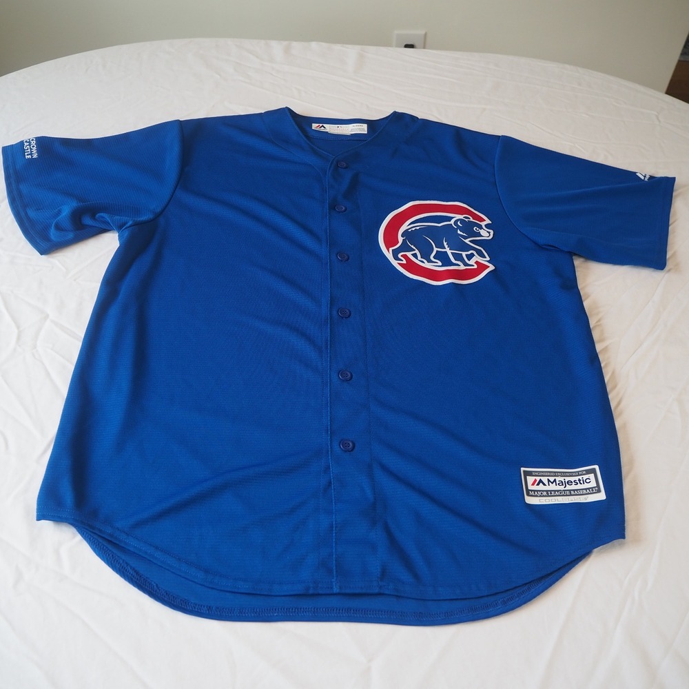 Chicago Cubs Majestic Cool Base Button Front Jersey Size XL Royal Blue Away #1